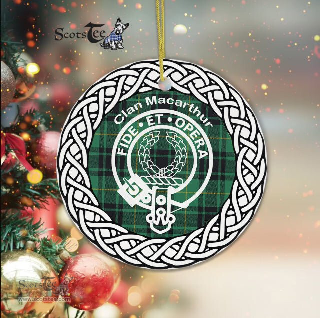 MacArthur Clan Tartan Crest Badge Plaid Ornament Gift. Christmas Tree Ornament Tartan Ornament Great Christmas Ornaments Gift