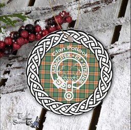 Pollock Clan Tartan Crest Badge Plaid Ornament Gift. Christmas Tree Ornament Tartan Ornament Great Christmas Ornaments Gift