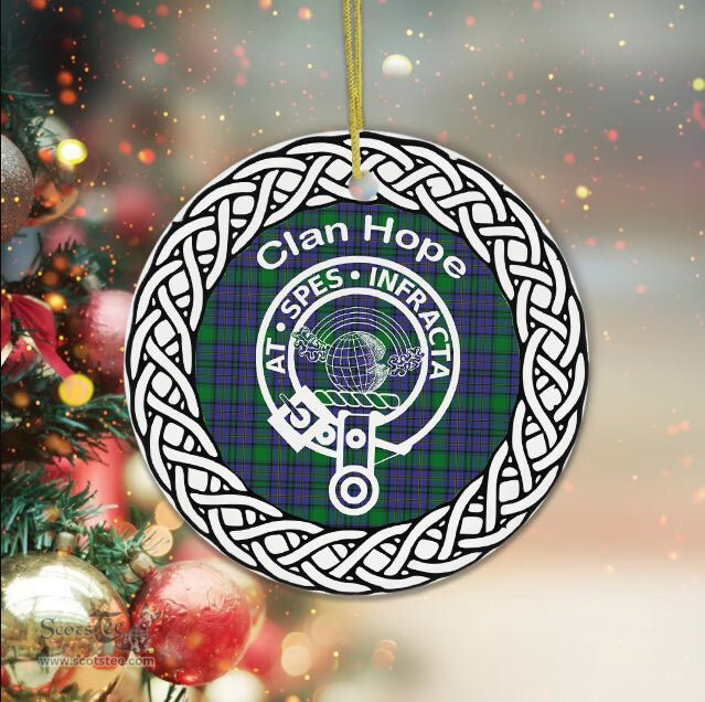 Hope Clan Tartan Crest Badge Plaid Ornament Gift. Christmas Tree Ornament Tartan Ornament Great Christmas Ornaments Gift