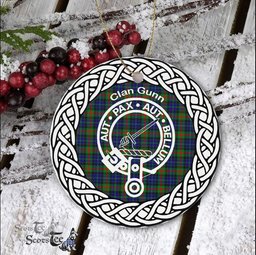 Gunn Clan Tartan Crest Badge Plaid Ornament Gift. Christmas Tree Ornament Tartan Ornament Great Christmas Ornaments Gift
