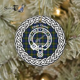 Gunn Clan Tartan Crest Badge Plaid Ornament Gift. Christmas Tree Ornament Tartan Ornament Great Christmas Ornaments Gift