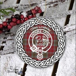 Lindsay Clan Tartan Crest Badge Plaid Ornament Gift. Christmas Tree Ornament Tartan Ornament Great Christmas Ornaments Gift