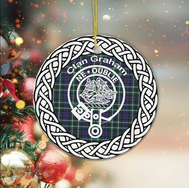 Graham Clan Tartan Crest Badge Plaid Ornament Gift. Christmas Tree Ornament Tartan Ornament Great Christmas Ornaments Gift
