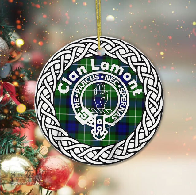 Lamont Clan Tartan Crest Badge Plaid Ornament Gift. Christmas Tree Ornament Tartan Ornament Great Christmas Ornaments Gift