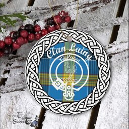 Laing Clan Tartan Crest Badge Plaid Ornament Gift. Christmas Tree Ornament Tartan Ornament Great Christmas Ornaments Gift