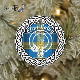 Laing Clan Tartan Crest Badge Plaid Ornament Gift. Christmas Tree Ornament Tartan Ornament Great Christmas Ornaments Gift