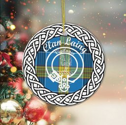 Laing Clan Tartan Crest Badge Plaid Ornament Gift. Christmas Tree Ornament Tartan Ornament Great Christmas Ornaments Gift