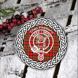 Hepburn Clan Tartan Crest Badge Plaid Ornament Gift. Christmas Tree Ornament Tartan Ornament Great Christmas Ornaments Gift