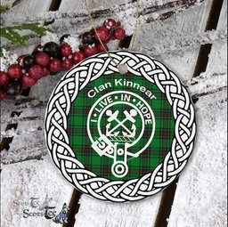 Kinnear Clan Tartan Crest Badge Plaid Ornament Gift. Christmas Tree Ornament Tartan Ornament Great Christmas Ornaments Gift