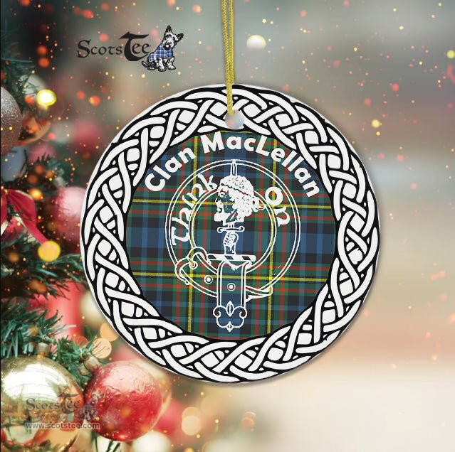 MacLellan Clan Tartan Crest Badge Plaid Ornament Gift. Christmas Tree Ornament Tartan Ornament Great Christmas Ornaments Gift