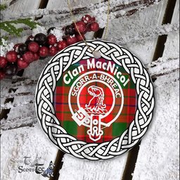 MacNicol Clan Tartan Crest Badge Plaid Ornament Gift. Christmas Tree Ornament Tartan Ornament Great Christmas Ornaments Gift