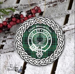 MacArthur Clan Tartan Crest Badge Plaid Ornament Gift. Christmas Tree Ornament Tartan Ornament Great Christmas Ornaments Gift