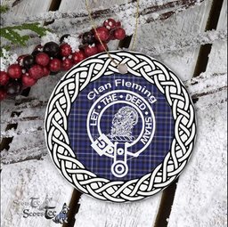 Fleming Clan Tartan Crest Badge Plaid Ornament Gift. Christmas Tree Ornament Tartan Ornament Great Christmas Ornaments Gift