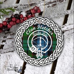 Fletcher Clan Tartan Crest Badge Plaid Ornament Gift. Christmas Tree Ornament Tartan Ornament Great Christmas Ornaments Gift