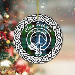 Fletcher Clan Tartan Crest Badge Plaid Ornament Gift. Christmas Tree Ornament Tartan Ornament Great Christmas Ornaments Gift