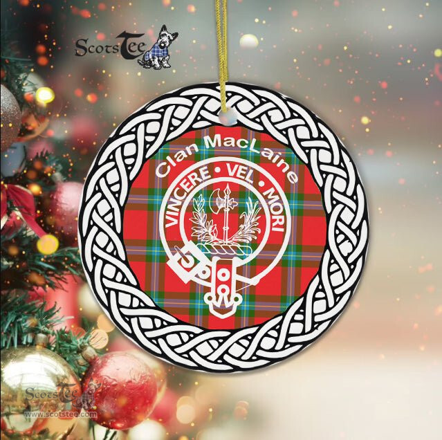 MacLaine Clan Tartan Crest Badge Plaid Ornament Gift. Christmas Tree Ornament Tartan Ornament Great Christmas Ornaments Gift