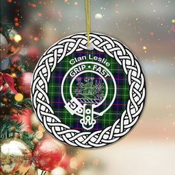 Leslie Clan Tartan Crest Badge Plaid Ornament Gift. Christmas Tree Ornament Tartan Ornament Great Christmas Ornaments Gift