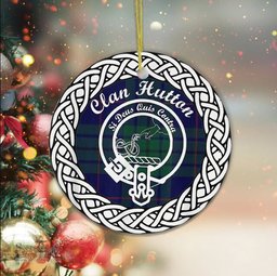 Hutton Clan Tartan Crest Badge Plaid Ornament Gift. Christmas Tree Ornament Tartan Ornament Great Christmas Ornaments Gift