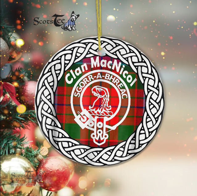 MacNicol Clan Tartan Crest Badge Plaid Ornament Gift. Christmas Tree Ornament Tartan Ornament Great Christmas Ornaments Gift