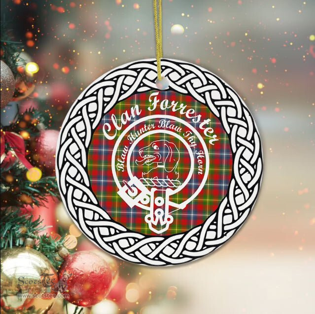 Forrester Clan Tartan Crest Badge Plaid Ornament Gift. Christmas Tree Ornament Tartan Ornament Great Christmas Ornaments Gift