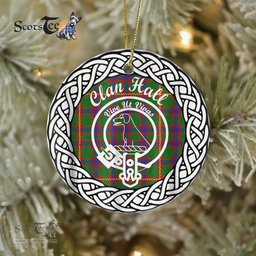 Hall Clan Tartan Crest Badge Plaid Ornament Gift. Christmas Tree Ornament Tartan Ornament Great Christmas Ornaments Gift