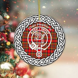 Hepburn Clan Tartan Crest Badge Plaid Ornament Gift. Christmas Tree Ornament Tartan Ornament Great Christmas Ornaments Gift