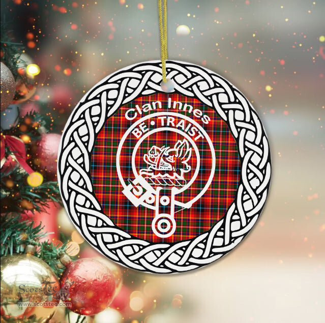Innes Clan Tartan Crest Badge Plaid Ornament Gift. Christmas Tree Ornament Tartan Ornament Great Christmas Ornaments Gift