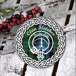 Fletcher Clan Tartan Crest Badge Plaid Ornament Gift. Christmas Tree Ornament Tartan Ornament Great Christmas Ornaments Gift