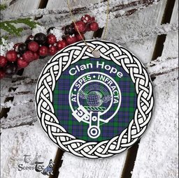 Hope Clan Tartan Crest Badge Plaid Ornament Gift. Christmas Tree Ornament Tartan Ornament Great Christmas Ornaments Gift