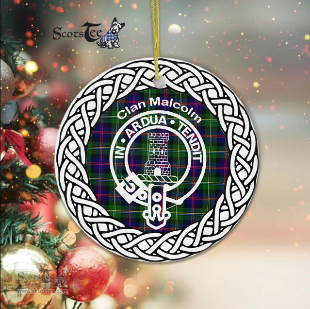 MalColm Clan Tartan Crest Badge Plaid Ornament Gift. Christmas Tree Ornament Tartan Ornament Great Christmas Ornaments Gift
