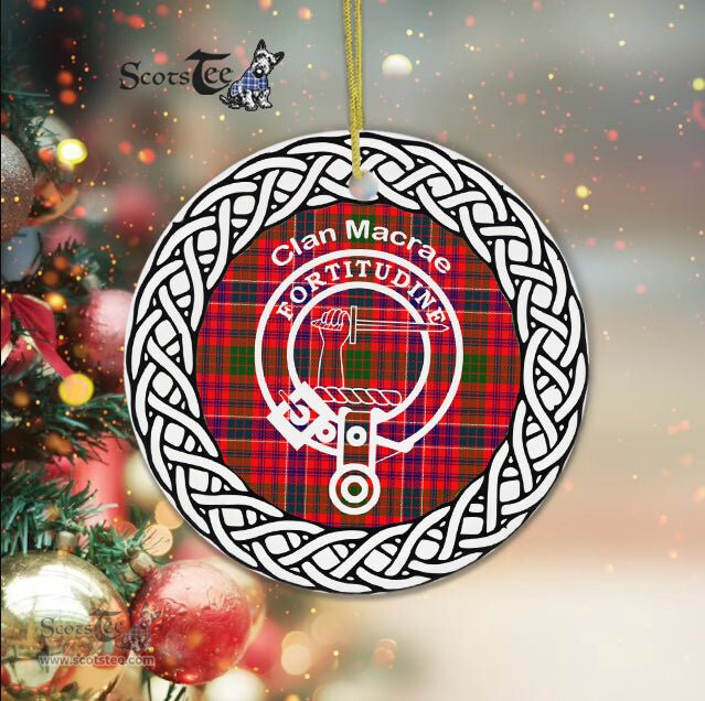 MacRae Clan Tartan Crest Badge Plaid Ornament Gift. Christmas Tree Ornament Tartan Ornament Great Christmas Ornaments Gift