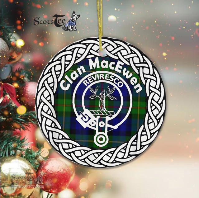 MacEwen Clan Tartan Crest Badge Plaid Ornament Gift. Christmas Tree Ornament Tartan Ornament Great Christmas Ornaments Gift