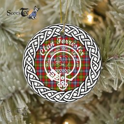 Forrester Clan Tartan Crest Badge Plaid Ornament Gift. Christmas Tree Ornament Tartan Ornament Great Christmas Ornaments Gift