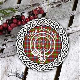 Forrester Clan Tartan Crest Badge Plaid Ornament Gift. Christmas Tree Ornament Tartan Ornament Great Christmas Ornaments Gift