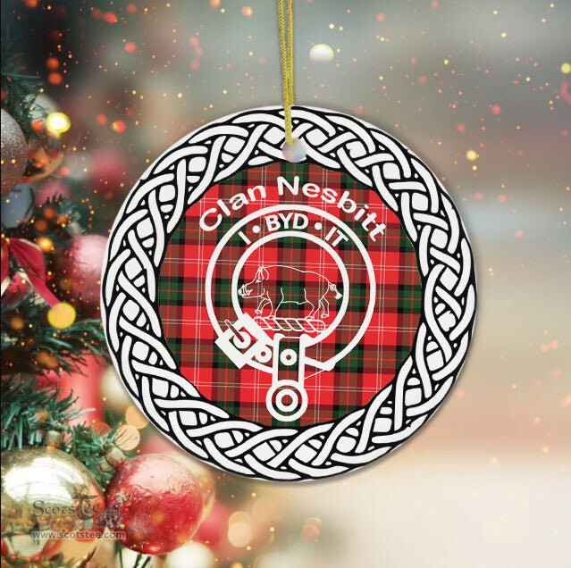 Nesbitt Clan Tartan Crest Badge Plaid Ornament Gift. Christmas Tree Ornament Tartan Ornament Great Christmas Ornaments Gift