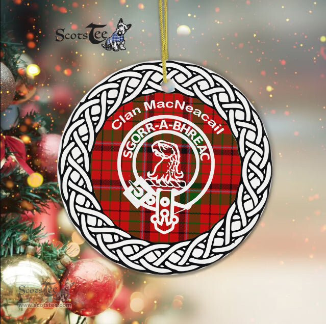 MacNeacail Clan Tartan Crest Badge Plaid Ornament Gift. Christmas Tree Ornament Tartan Ornament Great Christmas Ornaments Gift