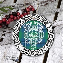 Irvine Clan Tartan Crest Badge Plaid Ornament Gift. Christmas Tree Ornament Tartan Ornament Great Christmas Ornaments Gift