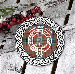 MacLean Clan Tartan Crest Badge Plaid Ornament Gift. Christmas Tree Ornament Tartan Ornament Great Christmas Ornaments Gift