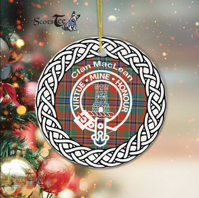 MacLean Clan Tartan Crest Badge Plaid Ornament Gift. Christmas Tree Ornament Tartan Ornament Great Christmas Ornaments Gift