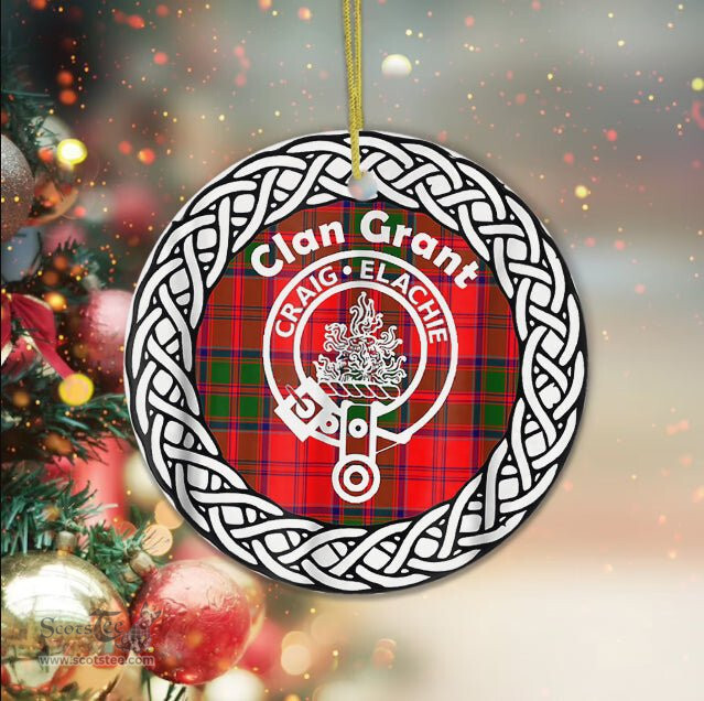 Grant Clan Tartan Crest Badge Plaid Ornament Gift. Christmas Tree Ornament Tartan Ornament Great Christmas Ornaments Gift
