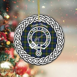 Gunn Clan Tartan Crest Badge Plaid Ornament Gift. Christmas Tree Ornament Tartan Ornament Great Christmas Ornaments Gift
