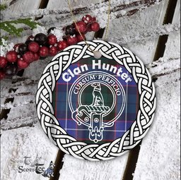 Hunter Clan Tartan Crest Badge Plaid Ornament Gift. Christmas Tree Ornament Tartan Ornament Great Christmas Ornaments Gift