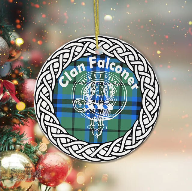 Falconer Clan Tartan Crest Badge Plaid Ornament Gift. Christmas Tree Ornament Tartan Ornament Great Christmas Ornaments Gift