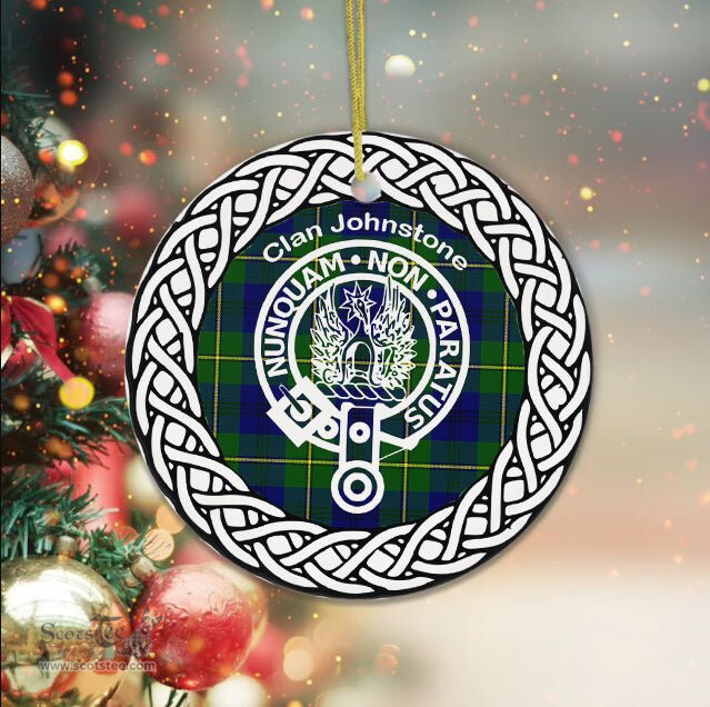 Johnstone Clan Tartan Crest Badge Plaid Ornament Gift. Christmas Tree Ornament Tartan Ornament Great Christmas Ornaments Gift