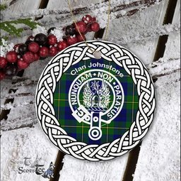 Johnstone Clan Tartan Crest Badge Plaid Ornament Gift. Christmas Tree Ornament Tartan Ornament Great Christmas Ornaments Gift