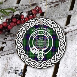 Leslie Clan Tartan Crest Badge Plaid Ornament Gift. Christmas Tree Ornament Tartan Ornament Great Christmas Ornaments Gift
