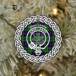 Leslie Clan Tartan Crest Badge Plaid Ornament Gift. Christmas Tree Ornament Tartan Ornament Great Christmas Ornaments Gift
