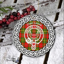 Leask Clan Tartan Crest Badge Plaid Ornament Gift. Christmas Tree Ornament Tartan Ornament Great Christmas Ornaments Gift