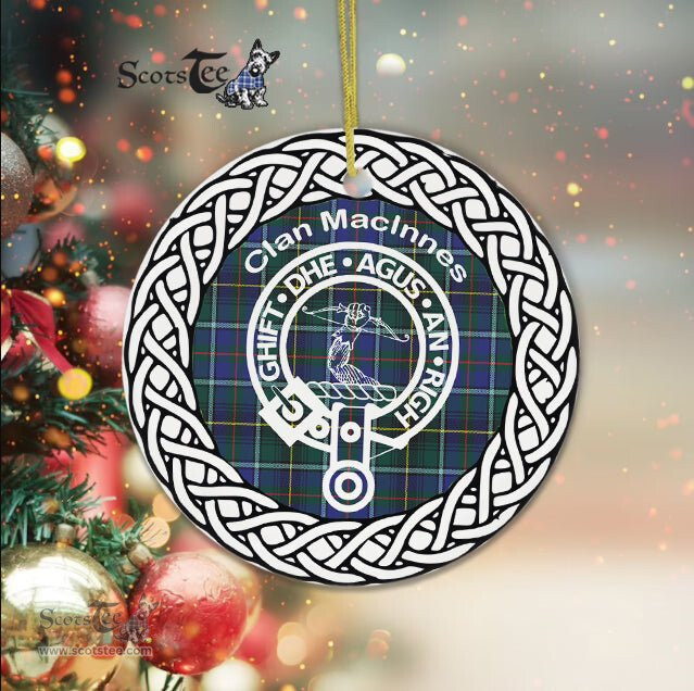 MacInnes Clan Tartan Crest Badge Plaid Ornament Gift. Christmas Tree Ornament Tartan Ornament Great Christmas Ornaments Gift