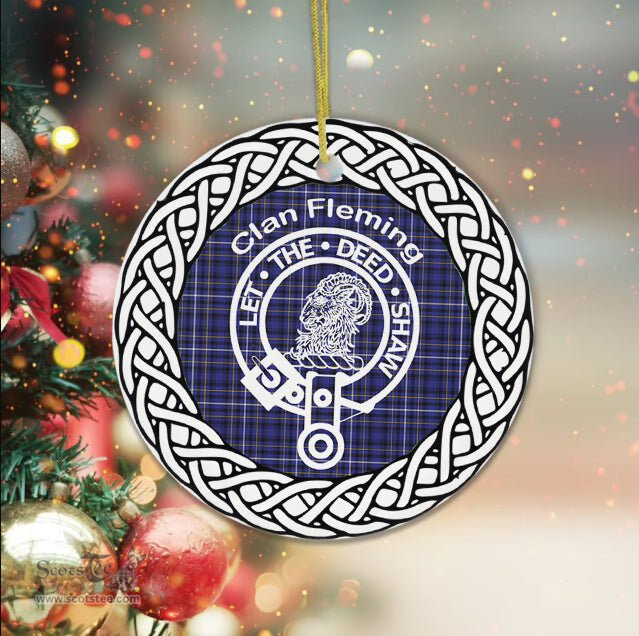 Fleming Clan Tartan Crest Badge Plaid Ornament Gift. Christmas Tree Ornament Tartan Ornament Great Christmas Ornaments Gift